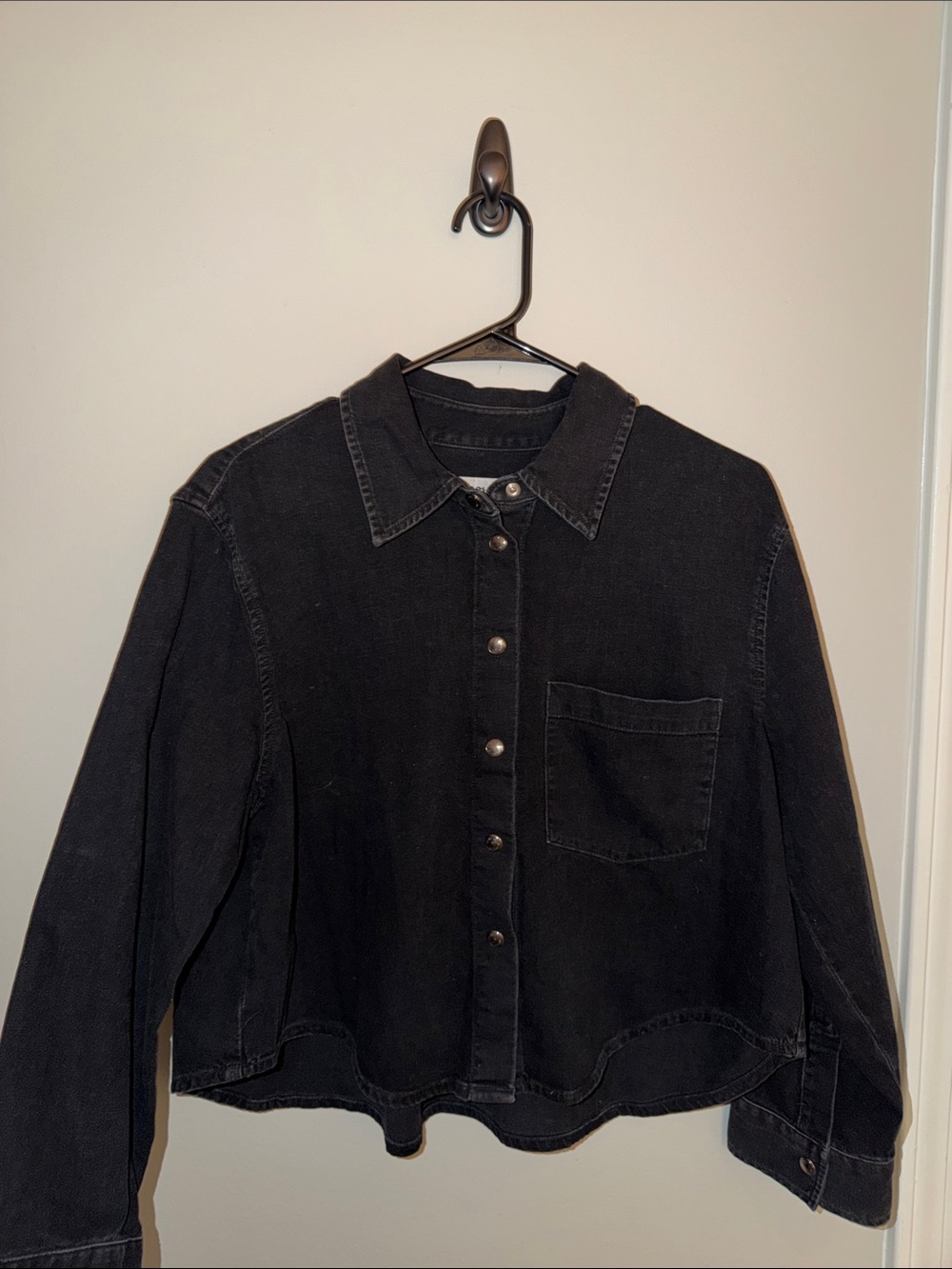 AGOLDE Black Women's Button-Front Denim Shirt Jacket